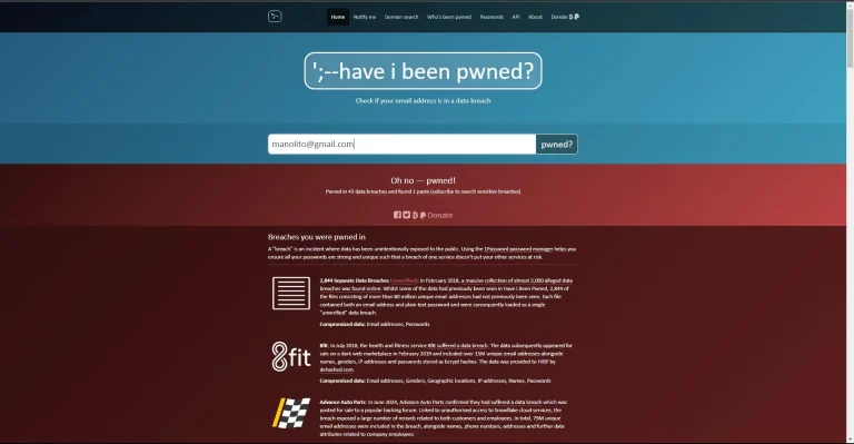 Comprueba si tu correo ha sido hackeado con Have I Been Pwned.