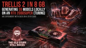 TRELLIS 2 on 8 GB: generating 3D models locally on an RTX 2080 SUPER (Turing). An experiment with data on a 2019 card.