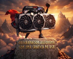 Programación autónoma con una gráfica de 8GB — RTX 2080 SUPER como personaje sobre una montaña
